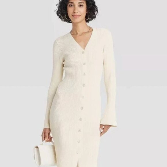 A New Day Women's Bell Long Sleeve Midi Sweater Dress - Picture 1 of 4